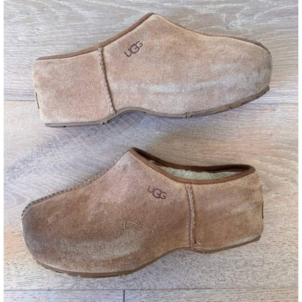 UGG Cottage Clog 8 Shearling Chestnut Suede Slip On Mule Old Money Cottagecore - Picture 6 of 9